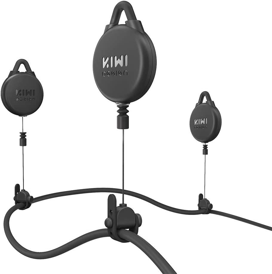 KIWI design, [Pro Version] KIWI design VR Cable Management, 6 Packs Retractable Ceiling Pulley System for Quest/Quest 2/Valve Index/HTC Vive/HTC Vive Pro/Rift S/Microsoft MR VR Accessories (Black)