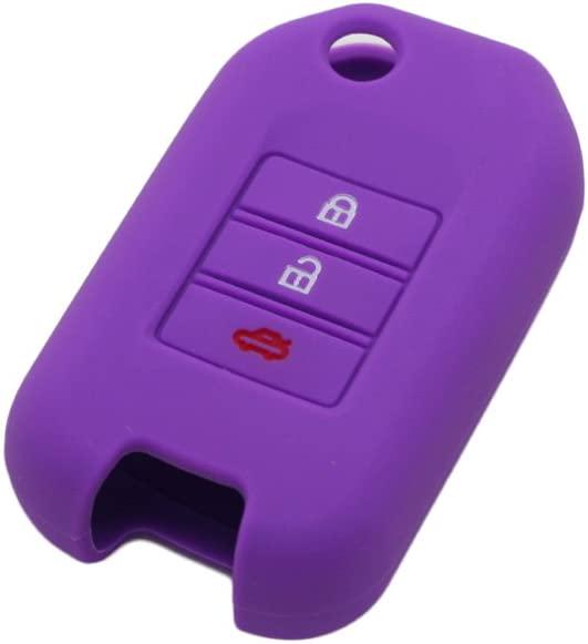 BROVACS, (Purple) - Fassport Silicone Cover Skin Jacket fit for Honda 3 Button Flip Remote Key CV9202 Purple