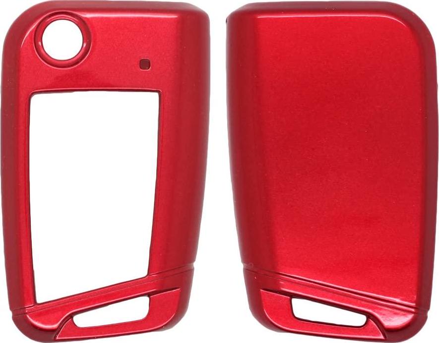 BROVACS, (Red) - Fassport Paint Metallic Colour Shell Cover Holder fit for Volkswagen Skoda 3 Button Flip Remote Key 0802 Red