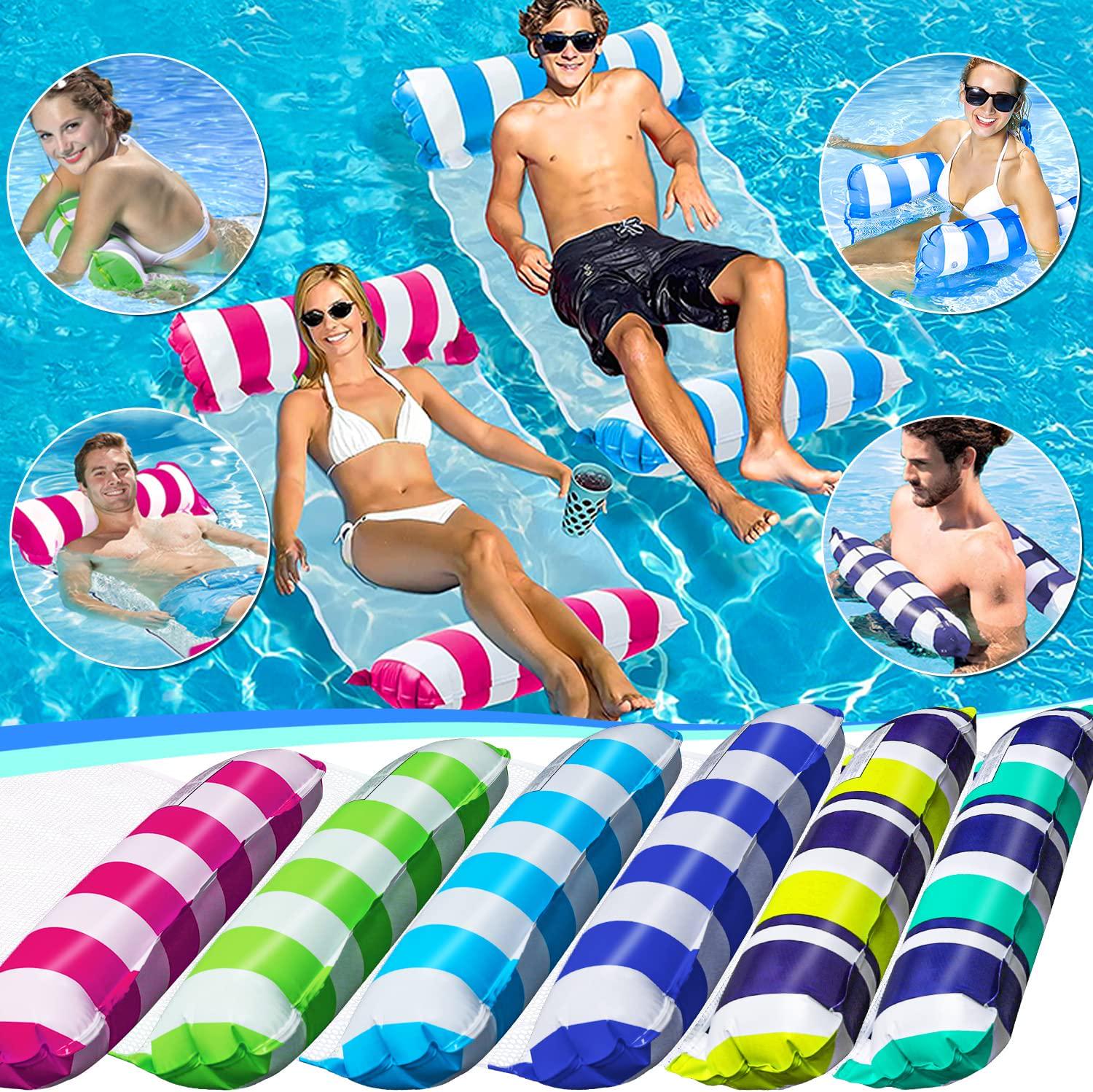 Sfee, Sfee Inflatable Pool Floats and Water Hammock,2 Pack Pool Floats Adult Size Heavy Duty Multi-Purpose Water Hammock Float, Non-Stick PVC Materia Pool Float for Swimming Pool, Beach, Lake